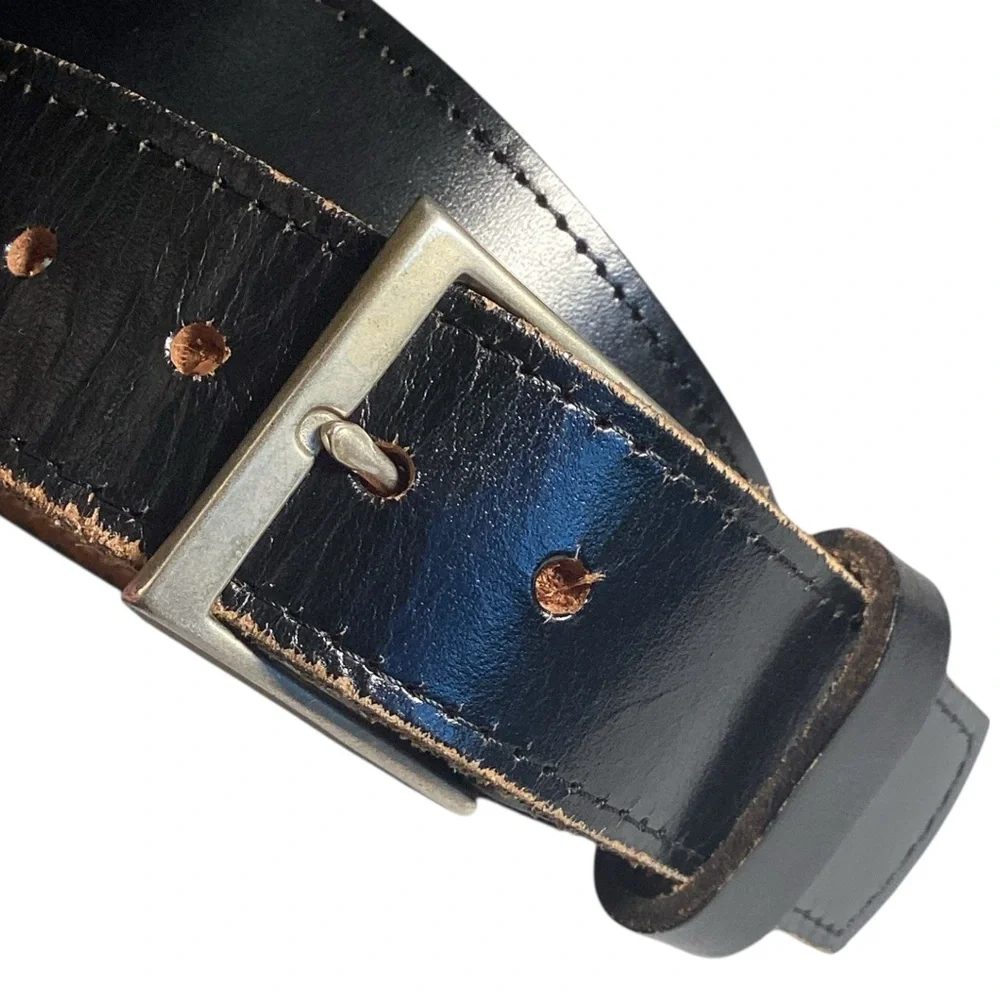 Marc Wolf Black Leather Plain Strap Men’s Belt Size‎ 36 Harness Buckle Snap